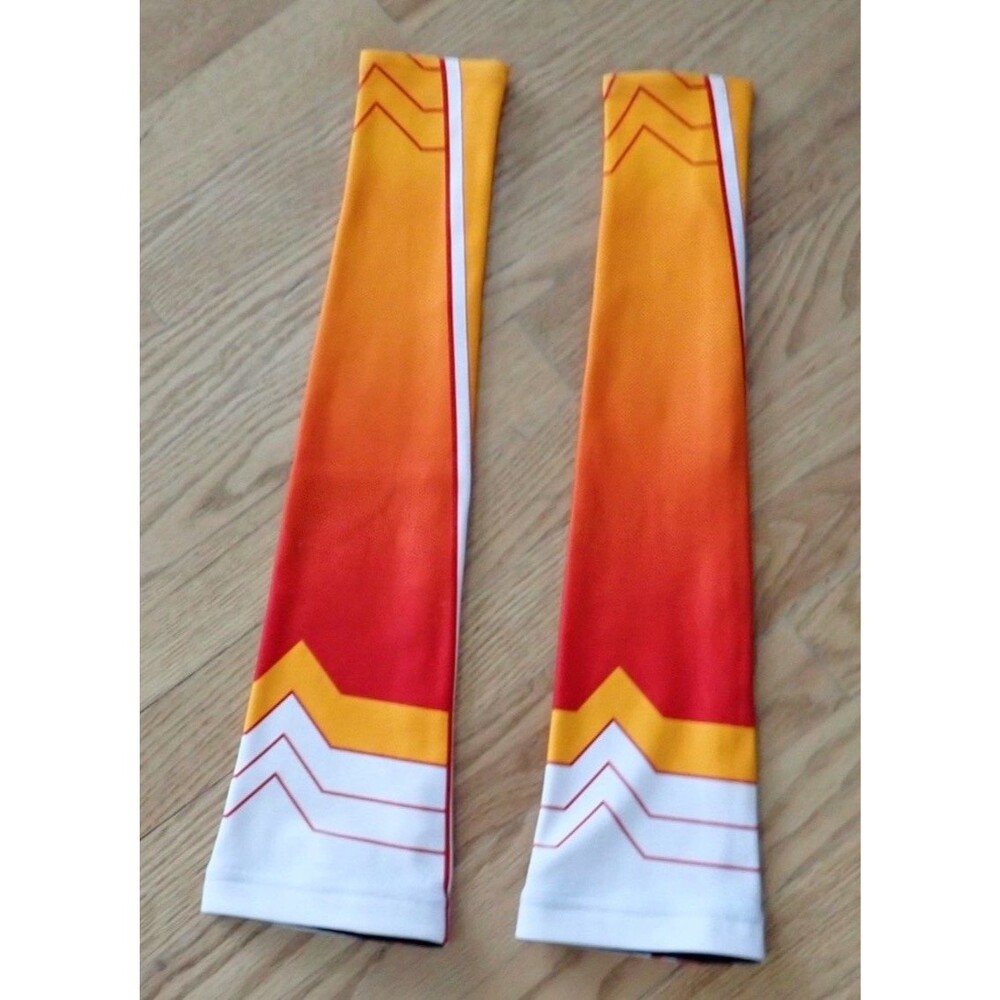 Voler Cycling Arm Protectors Sun Sleeves Size Medium Bright Yellow Orange White